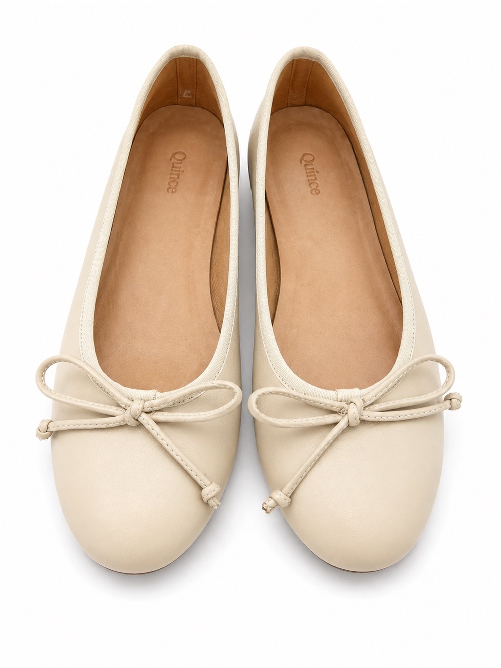Quince Women's Cream Leather Bow Ballet Flats